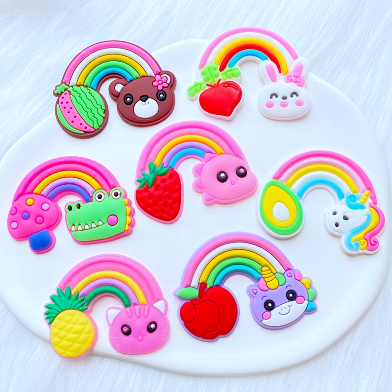 Embellishment Glue Craft - 装飾用の柔軟なレインボーステッカー,動物のフルーツモチーフ,ピンク,PVC,携帯電話のスクラップブック,装飾,10個
