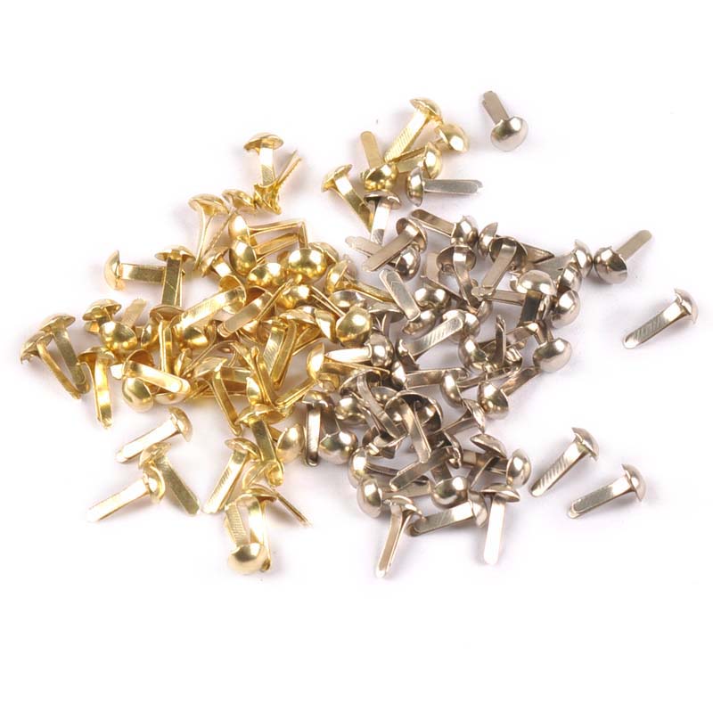 Embellishments For Scrapbooking - 100 個混合シルバー/ゴールデンラウンドブラッドスクラップブッキング装飾ファスナーブラッド金属工芸品 Diy 手作り装飾 cp2252