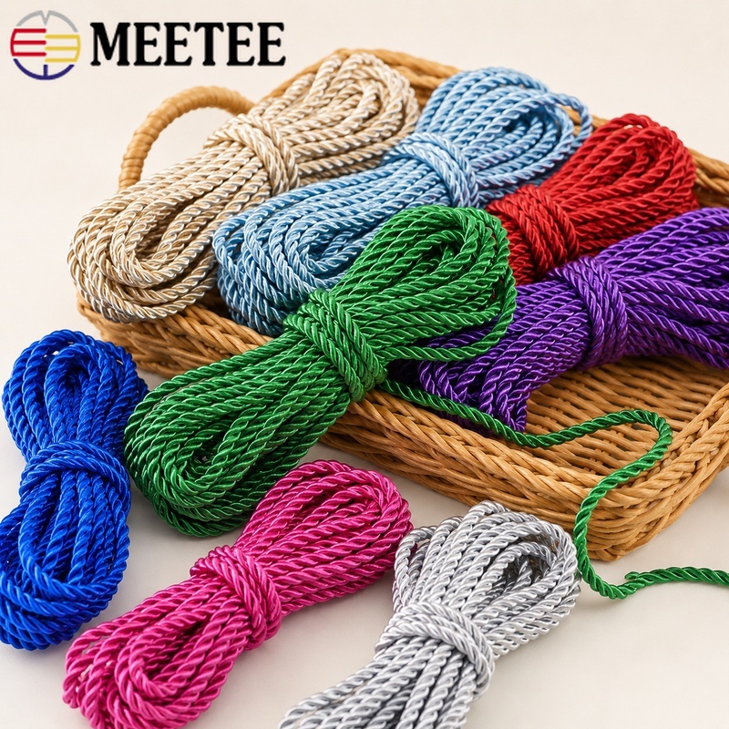 Cord Trim Twisted - 10/20M 5mm 3本撚りナイロンコットンコード、服、帽子、ギフトボックス、バッグ、装飾、クラフト材料、包装トリム用の紐