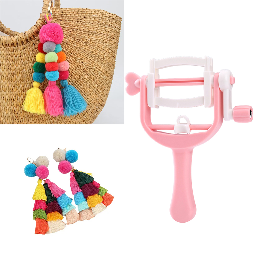 Pom Pom Maker Tool - DIYホームハンドクランクロープ織り機、ポムウィーバー、ポムメーカー、タッセルメーカー