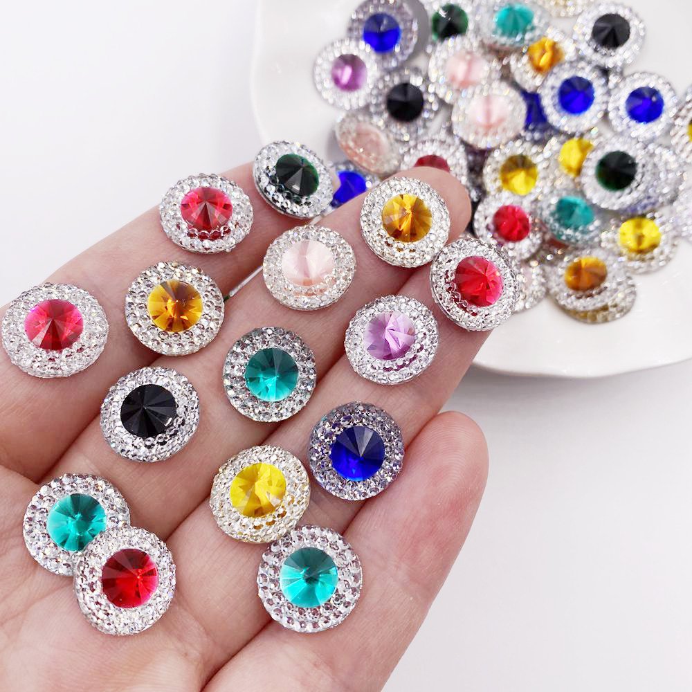 Embellishment Glue Craft - 樹脂 10/12/16 ミリメートルダブルカラー凸クリスタルラウンド売春ラインストーンスクラップブックウェディングアップリケ宝石装飾 DIY 工芸品
