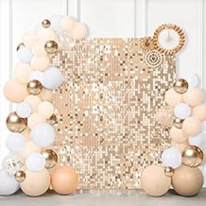 Sequin Fabric Panel - ゴールドとブラックのスパンコールの壁パネル,背景の装飾,結婚式,誕生日パーティー用,9個,12個,16個,18個