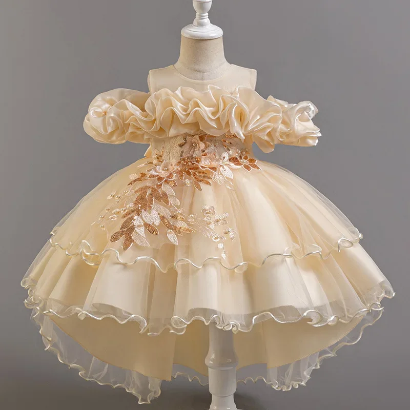 Lace Ribbon Trim - ノースリーブのレースのイブニングドレス,花柄のウェディングドレス,2〜12歳の子供向け