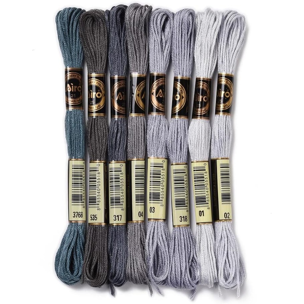 Embroidery Embellishments - 8かせ70ヤードグレーフレンドシップブレスレットストリング刺繍糸フロス6ストランドグラデーションクロスステッチ糸糸