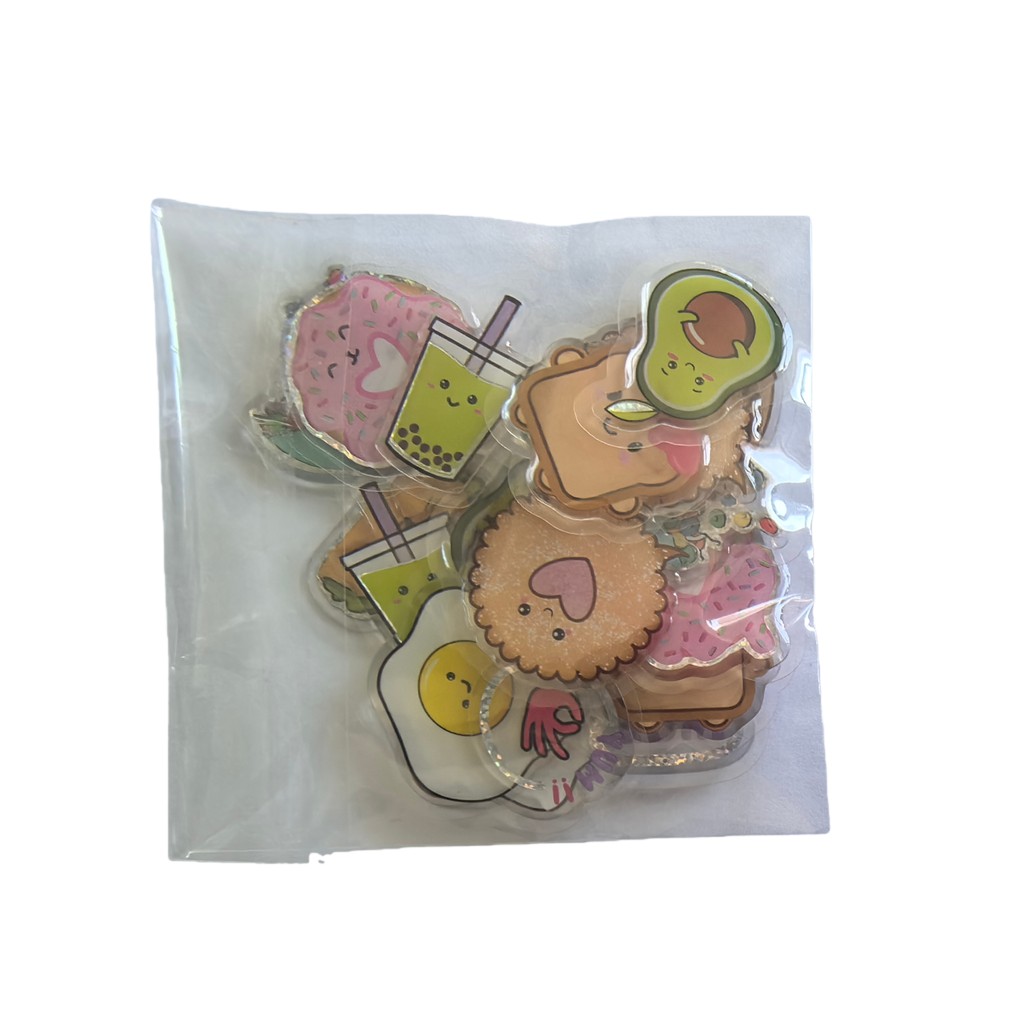 Craft Embellishment World - 45 枚の愛らしいエポキシステッカー - ヒッピー平和と食べ物と花の 3D 装飾