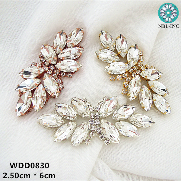 Sew On Rhinestone - ウェディングドレス用ラインストーンブライダルベルト、DIY縫い付け鉄、シルバー、ゴールドのアップリケ、wdd0830、1個
