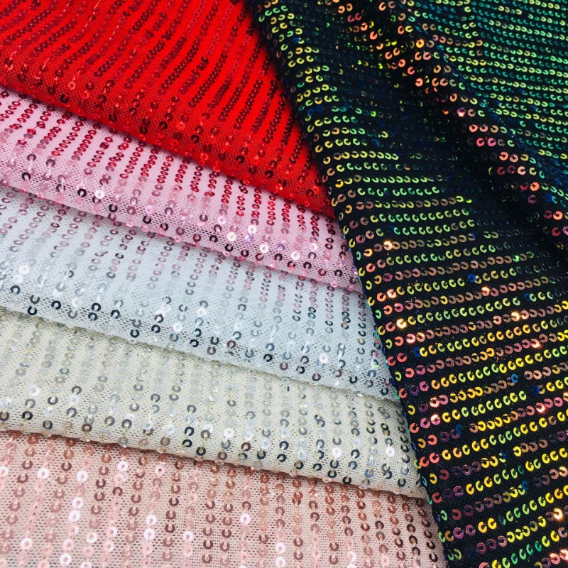 3 ミリメートル弾性メッシュスパンコールシニー生地垂直ドレス - Crystal Mesh Fabric のレビューと価格