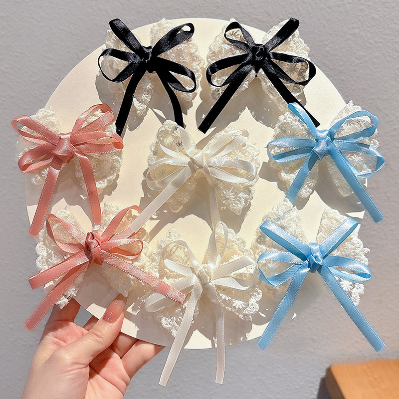 2 個エレガントなレースの弓ヘアピン女性のファッション赤いリ - Lace Ribbon Trim のレビューと価格