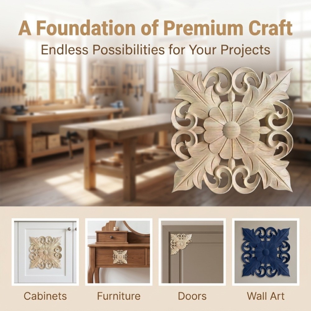 家の装飾品 木製彫刻アップリケ ライトブラウン 5.91イン - Craft Embellishment のレビューと価格