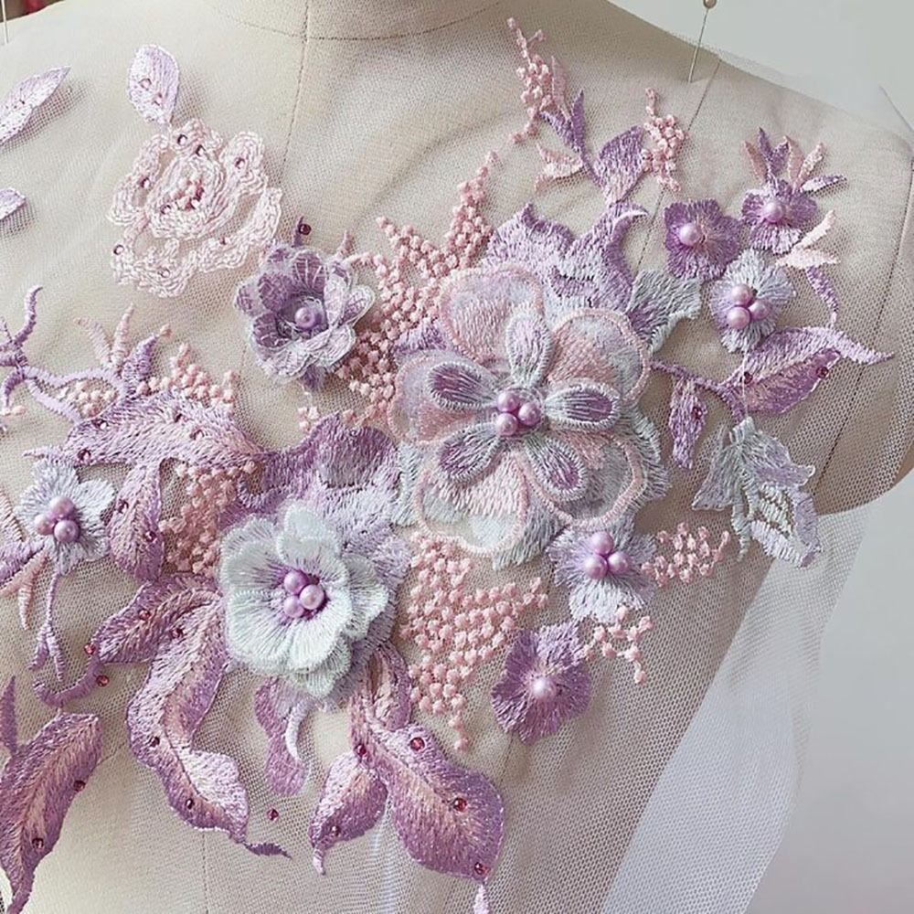 3D 花ビーズレース生地アップリケ刺繍縫製パッチ結婚式のイブ - Embellishments For Scrapbooking のレビューと価格