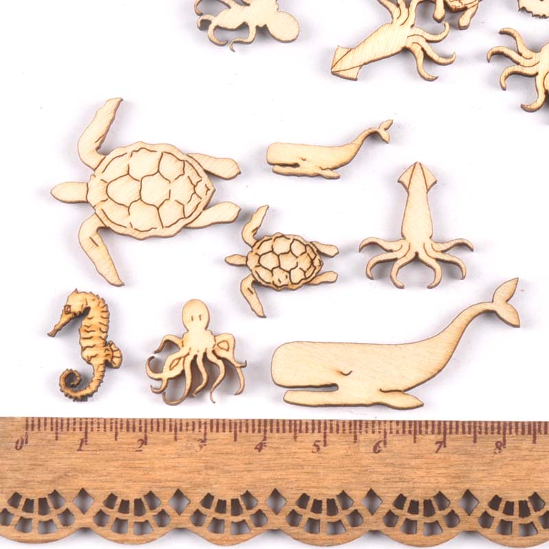 20個25-40mmウミガメ/馬/クジラの木diy工芸品家の - Craft Embellishment のレビューと価格