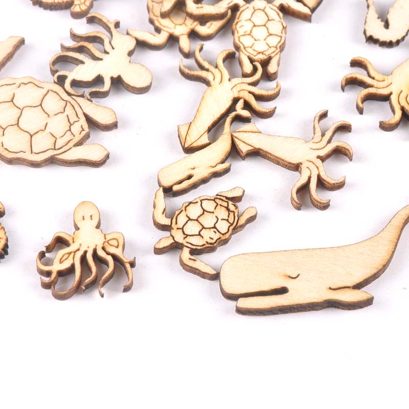20個25-40mmウミガメ/馬/クジラの木diy工芸品家の - Craft Embellishment のレビューと価格