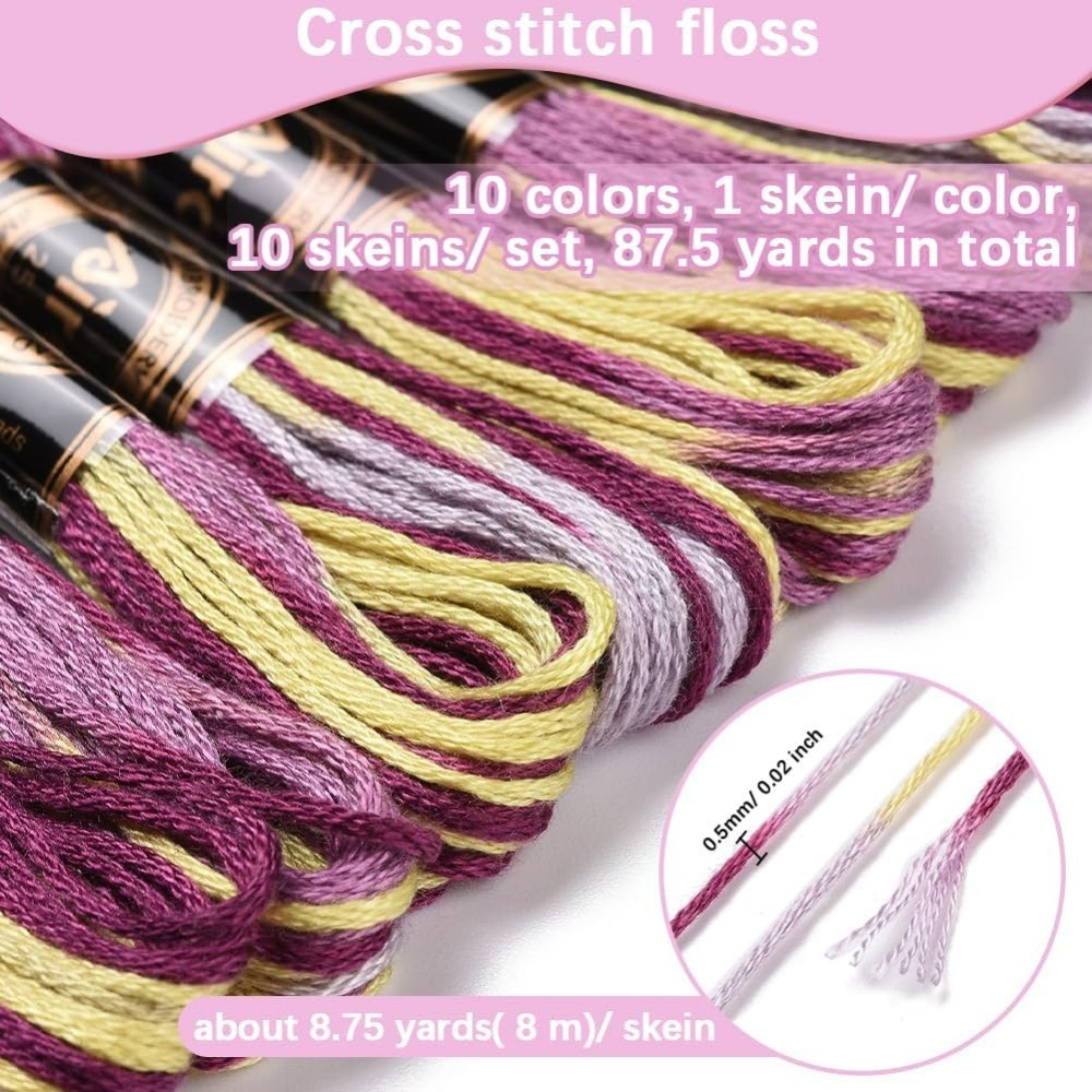 6 ストランド紫多彩な刺繍フロスグラデーションカラークロスス - Embroidery Embellishments のレビューと価格