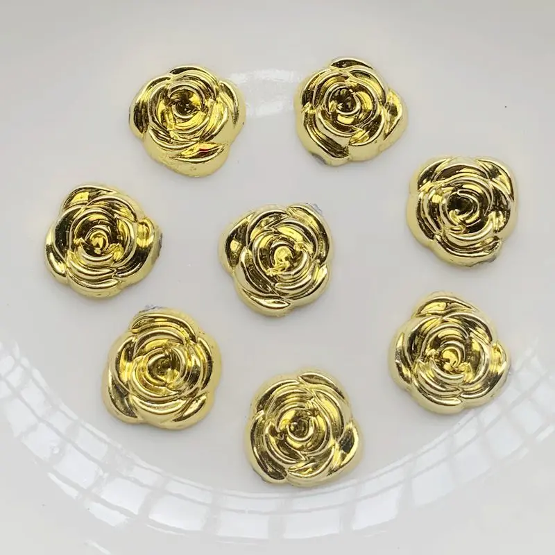 40 個 14 ミリメートルゴールドローズ花樹脂カボション宝 - Embellishment Glue Craft のレビューと価格