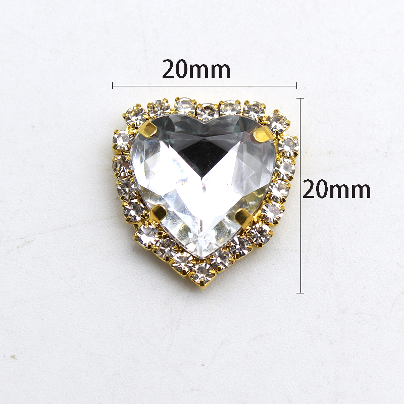 ゴールドフラットボトムのハート型装飾,20mm,10個,結婚 - Sew On Rhinestone のレビューと価格