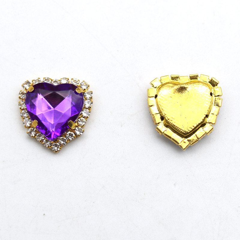 ゴールドフラットボトムのハート型装飾,20mm,10個,結婚 - Sew On Rhinestone のレビューと価格