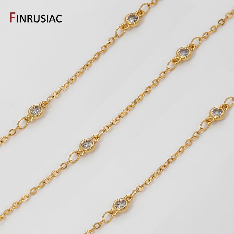 18K金メッキ真鍮クロスリンクチェーン、4.2*8mmジルコ - Pearl Trim Chain のレビューと価格