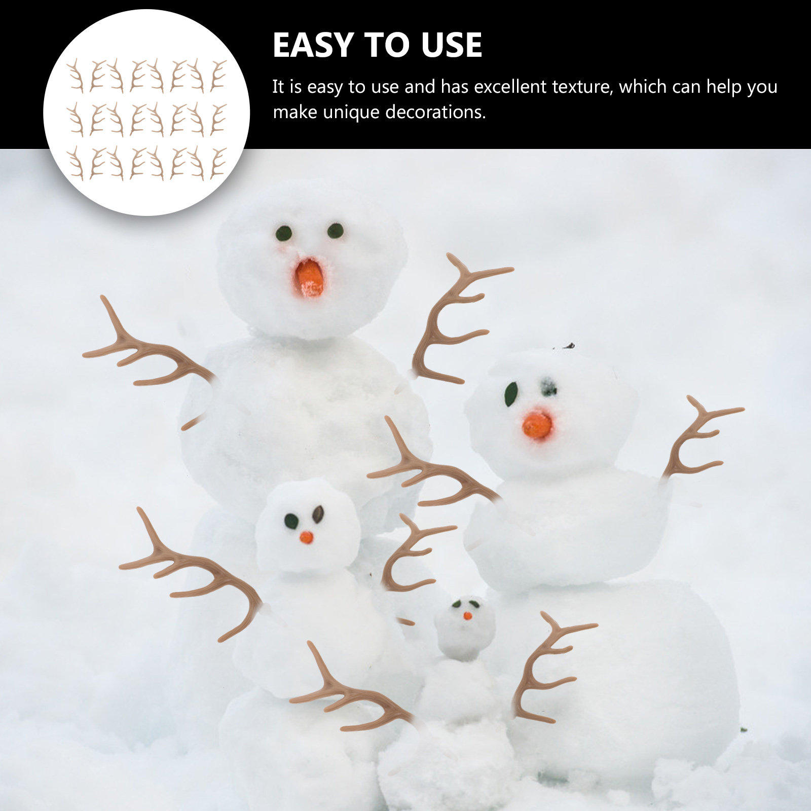 12ペアのプラスチック製枝状角飾り、雪だるまDIYクリスマス - Christmas Craft Embellishment のレビューと価格