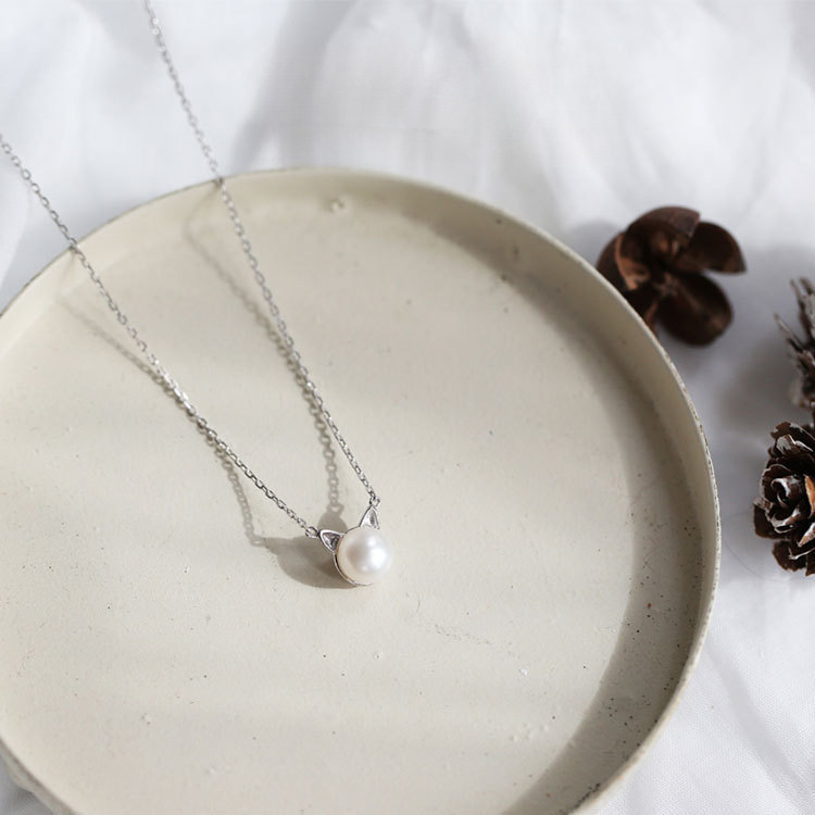 ファッション 925 スターリングシルバージュエリー気質パー - Pearl Trim Chain のレビューと価格