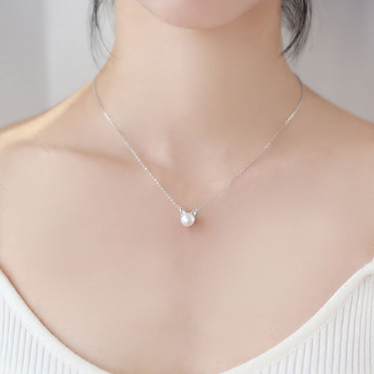 ファッション 925 スターリングシルバージュエリー気質パー - Pearl Trim Chain のレビューと価格