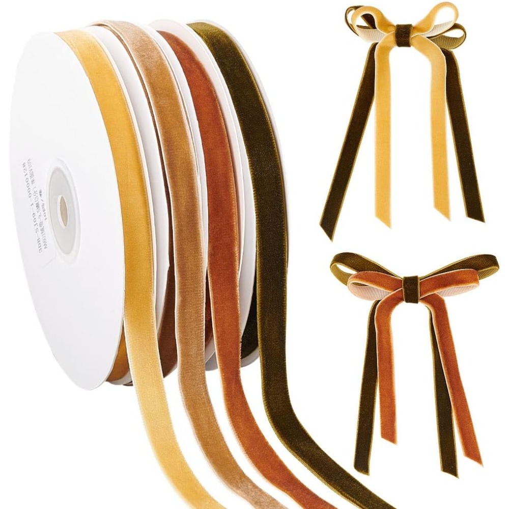4ロール4色片面ベルベットリボンミックスカラー3/8インチ( - Velvet Ribbon Roll のレビューと価格