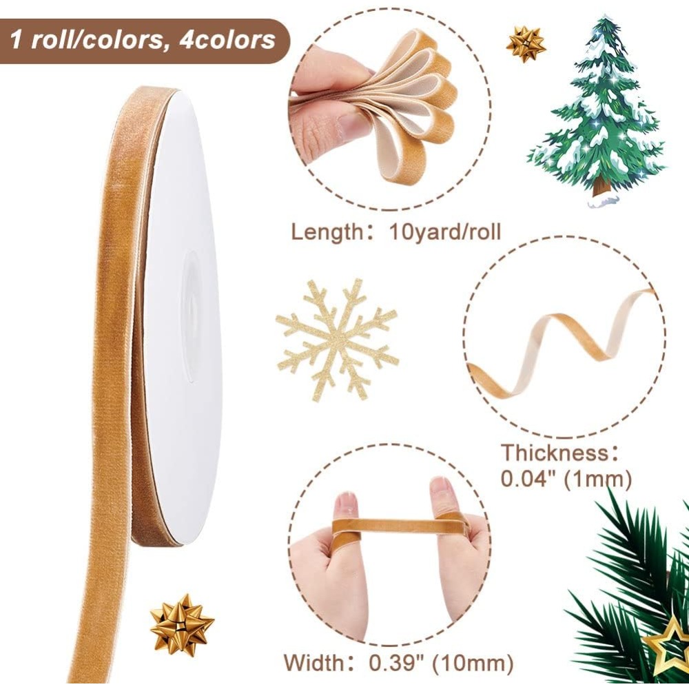 4ロール4色片面ベルベットリボンミックスカラー3/8インチ( - Velvet Ribbon Roll のレビューと価格