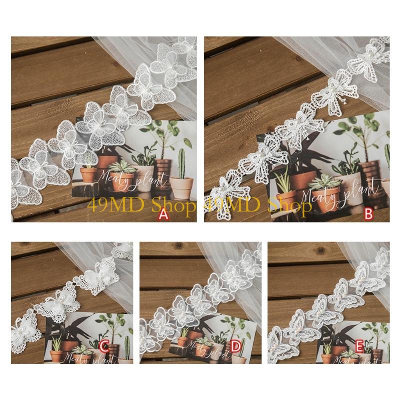 49MD 1 ヤードちょう結び蝶刺繍レーストリムリボン模造パ - Lace Ribbon Trim のレビューと価格
