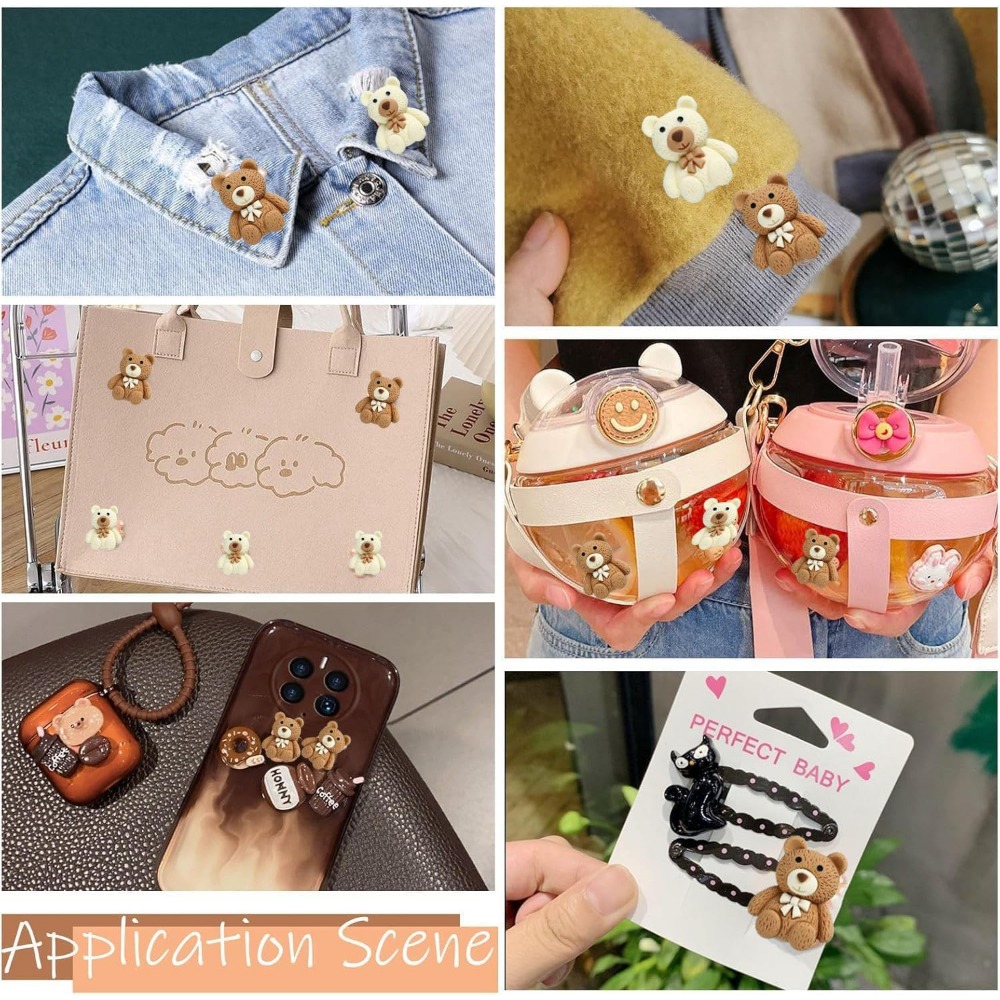 10-100 個漫画ベージュコーヒーベア樹脂カボション売春フ - Embellishments For Scrapbooking のレビューと価格