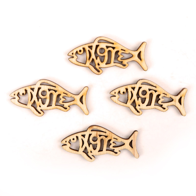 手作りの木製の魚の形の芸術絵画、スクラップブッキングの絵画、 - Embellishments For Scrapbooking のレビューと価格