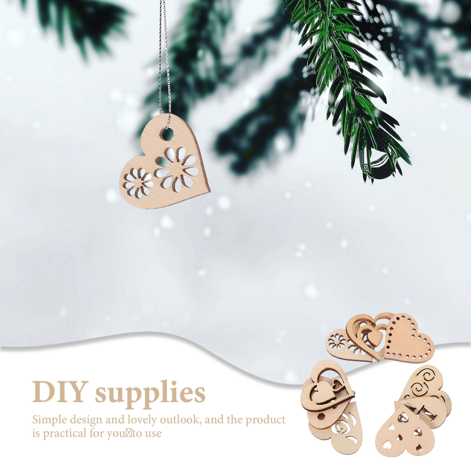 1 セット木製ハートスライスハンギングハート木製装飾品 DI - Christmas Craft Embellishment のレビューと価格
