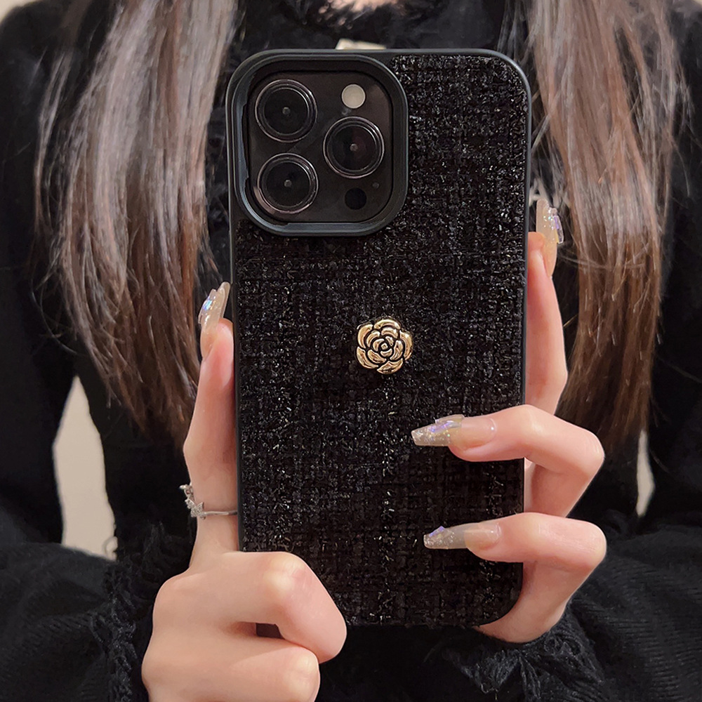高級3Dゴールデンカメリアフラワー柄スマホケース iPhon - Embroidery Embellishments のレビューと価格