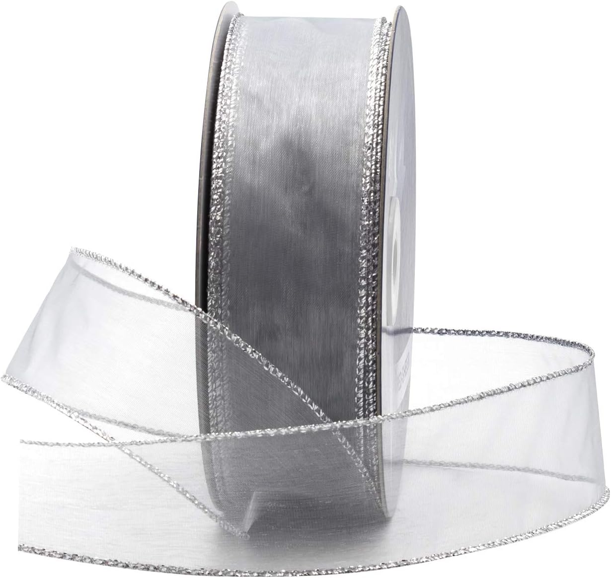 オーガンザワイヤー入りシアーリボン、花飾りや工芸装飾用、50 - Organza Ribbon Spool のレビューと価格