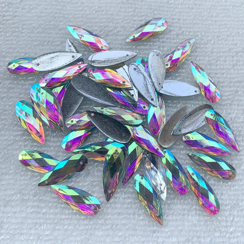 40個入り 8*22mm ソーイング用 ホワイトAB ドロッ - Sew On Rhinestone のレビューと価格