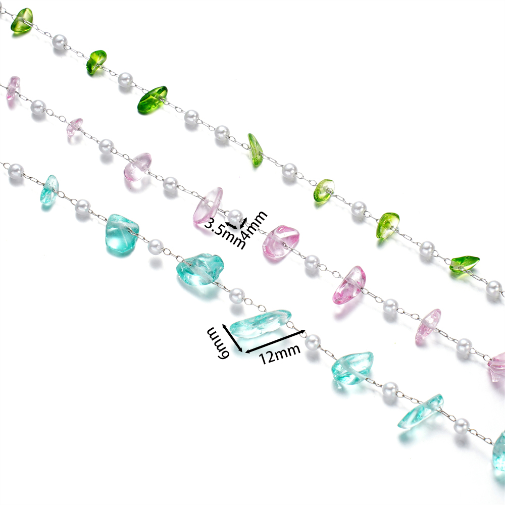 ジュエリー作り用のステンレス鋼ビーズチェーン、クリスタルガラ - Pearl Trim Chain のレビューと価格