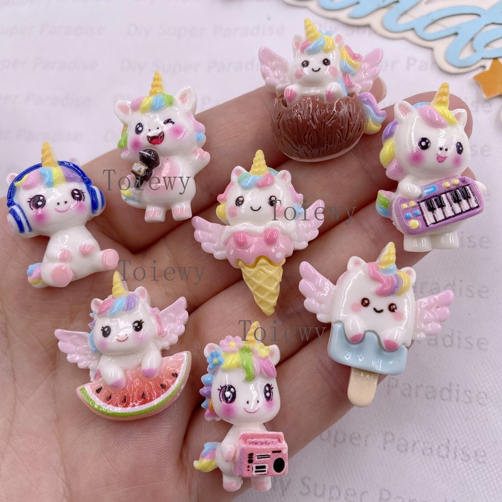10 個樹脂カラフルな漫画レインボー音楽ユニコーンフラットバ - Christmas Craft Embellishment のレビューと価格