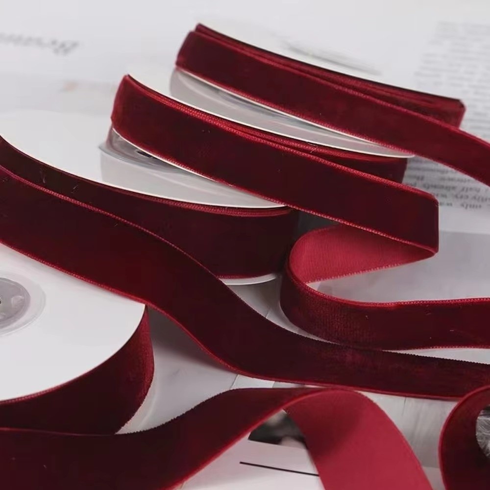 5ヤード/ロール ベルベットリボン DIY 片面 ギフトラッ - Velvet Ribbon Roll のレビューと価格
