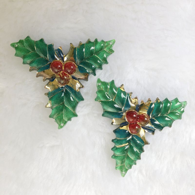 8 個 40 × 41 ミリメートル樹脂クリスマス葉風の装飾 - Embellishment Glue Craft のレビューと価格