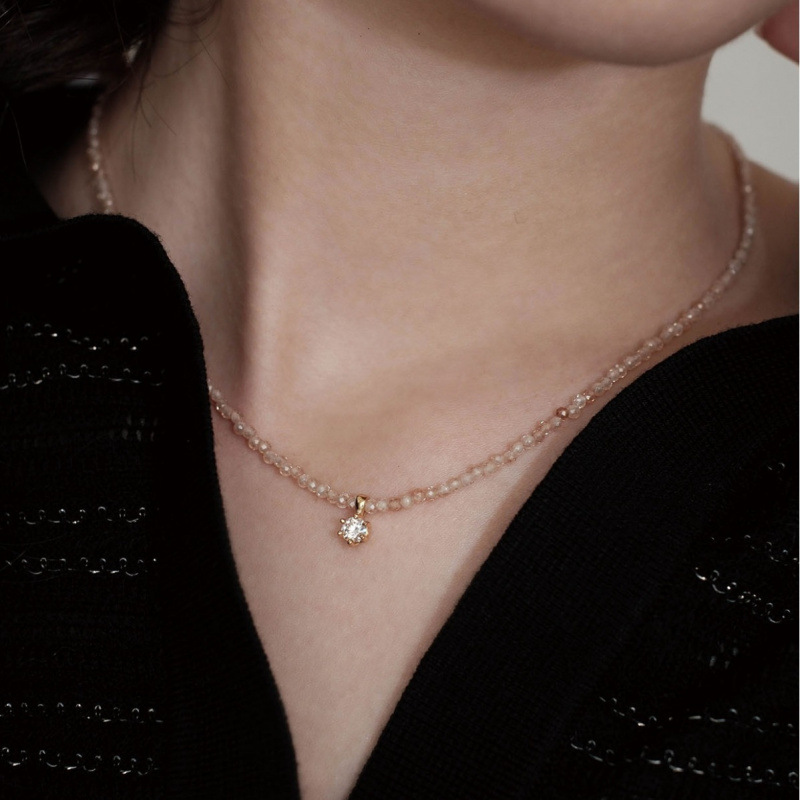 ファッションヴィンテージセクシーなジルコンペンダントネックレ - Pearl Trim Chain のレビューと価格