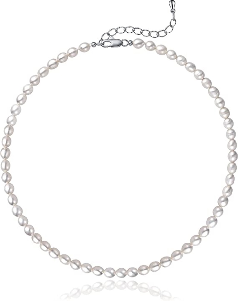 パールネックレス-ジュエリー用の淡水真珠,5〜7mm,誕生日 - Pearl Trim Chain のレビューと価格