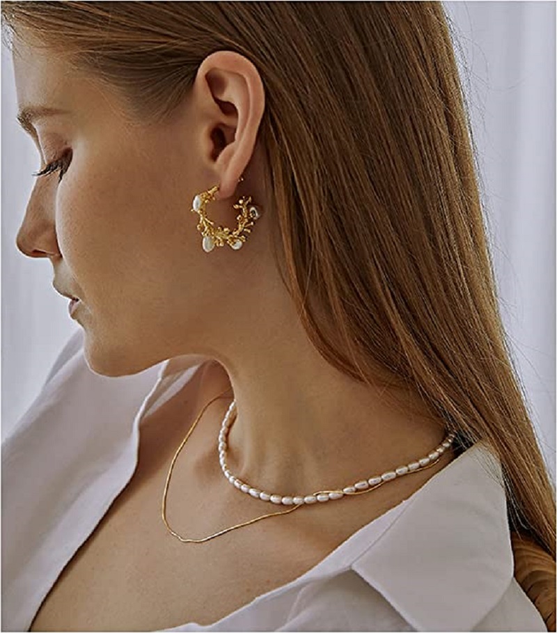 パールネックレス-ジュエリー用の淡水真珠,5〜7mm,誕生日 - Pearl Trim Chain のレビューと価格
