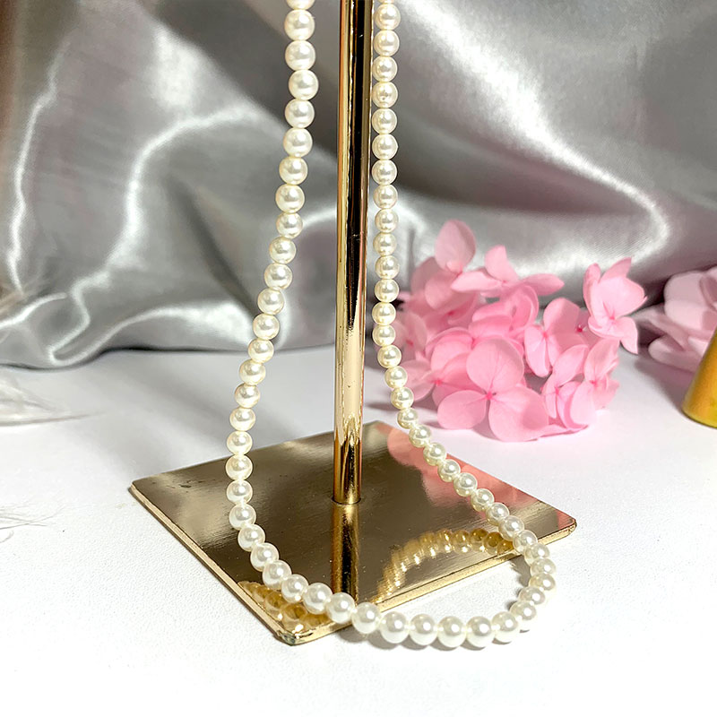 エレガントな4ミリメートルシェル真珠のネックレス40-60セ - Pearl Trim Chain のレビューと価格