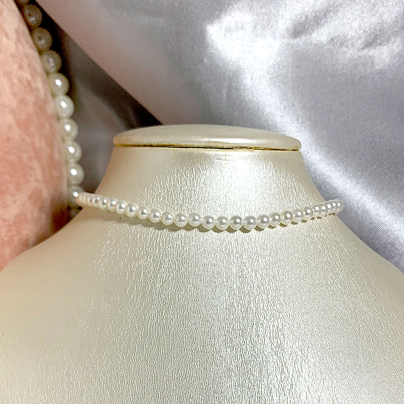 エレガントな4ミリメートルシェル真珠のネックレス40-60セ - Pearl Trim Chain のレビューと価格