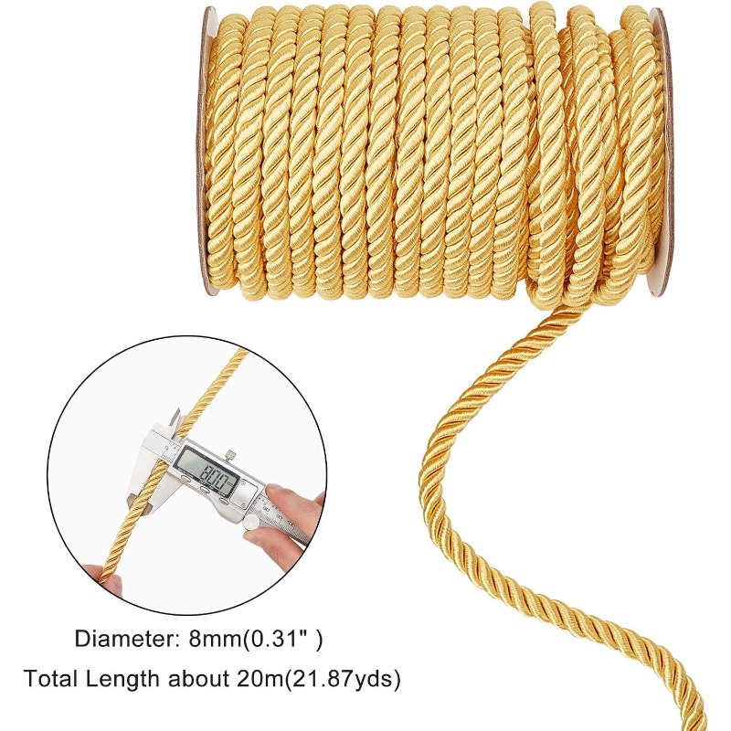 光沢のあるシルクリボン,1ロール,8mm, 20ヤード,カー - Cord Trim Twisted のレビューと価格