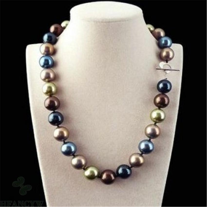 巨大な12ミリメートルマルチカラーラウンド南洋シェル真珠のネ - Pearl Trim Chain のレビューと価格