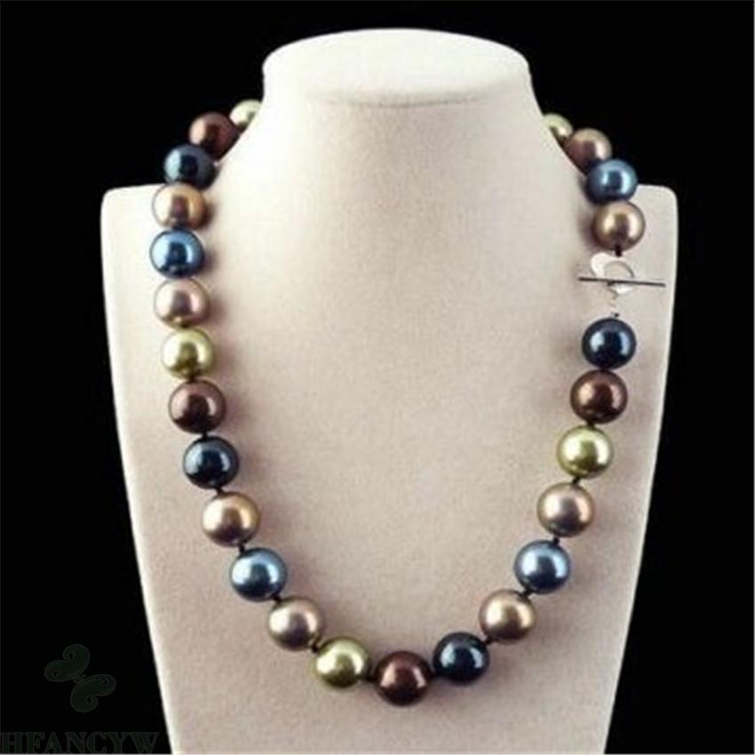 巨大な12ミリメートルマルチカラーラウンド南洋シェル真珠のネ - Pearl Trim Chain のレビューと価格
