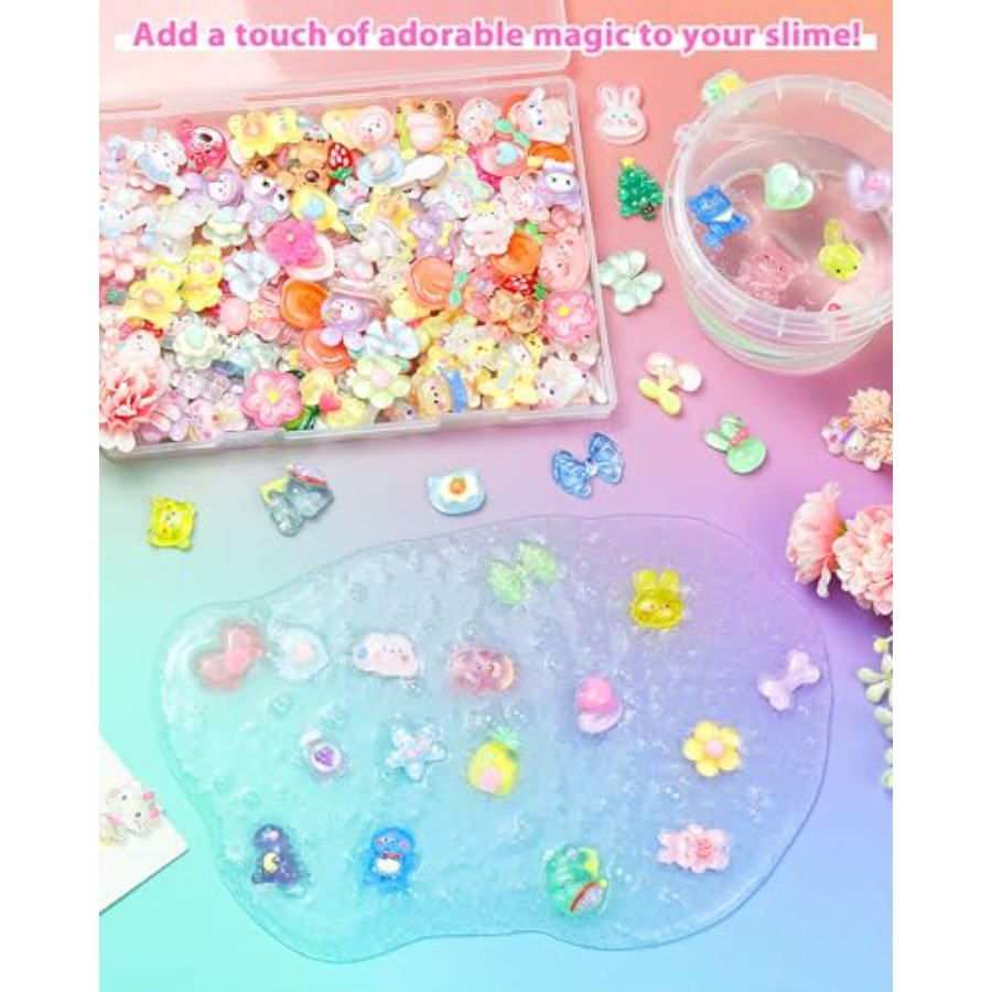 100個入りキュートなスライムチャーム、大量のイースターギフ - Easter Craft Embellishment Set のレビューと価格