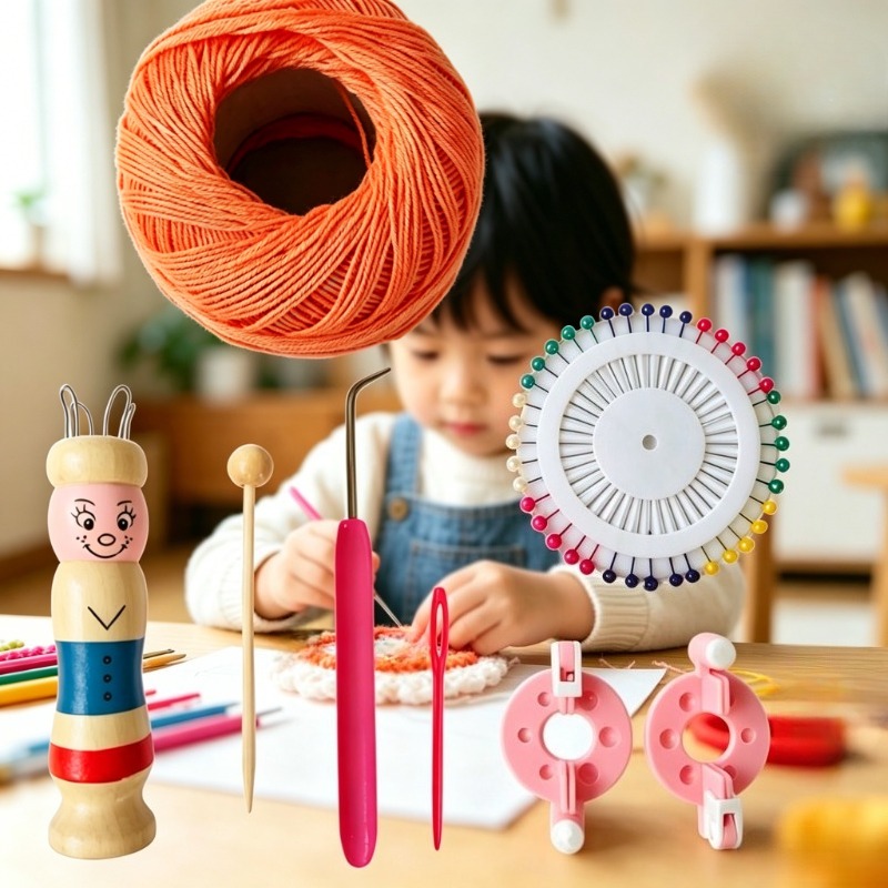木製人形フレンチニッター子供用DIYクラフト編み物ツールポン - Pom Pom Maker Tool のレビューと価格