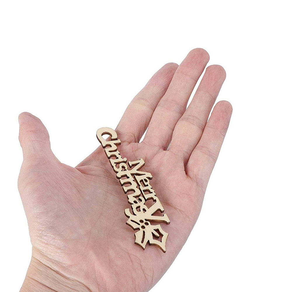 メリークリスマス木製カットアウト、未完成のレターピース、スラ - Embellishments For Scrapbooking のレビューと価格