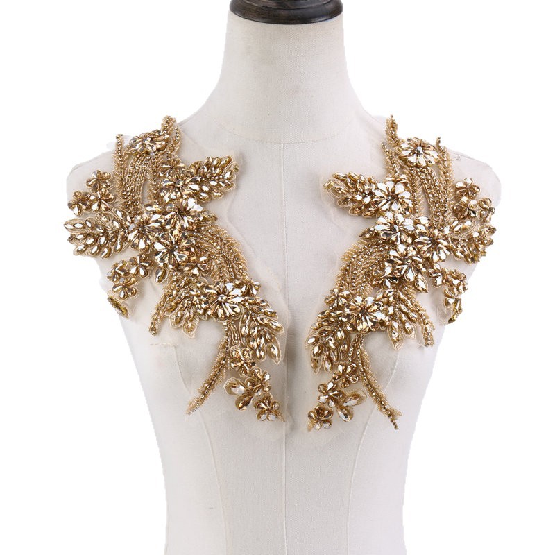 ビーズ付きの花柄アップリケ、手縫いのラインストーン付き対称花 - Sew On Rhinestone のレビューと価格