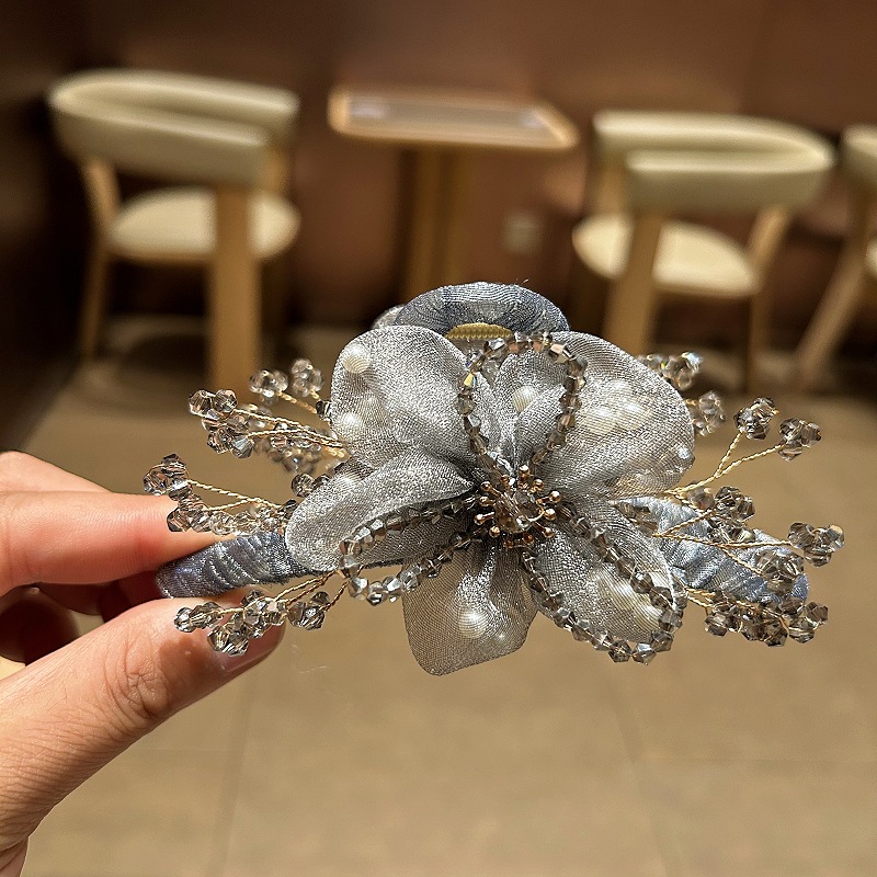 エレガントな韓国ヘアアクセサリー、ファブリックメッシュフラワ - Crystal Mesh Fabric のレビューと価格